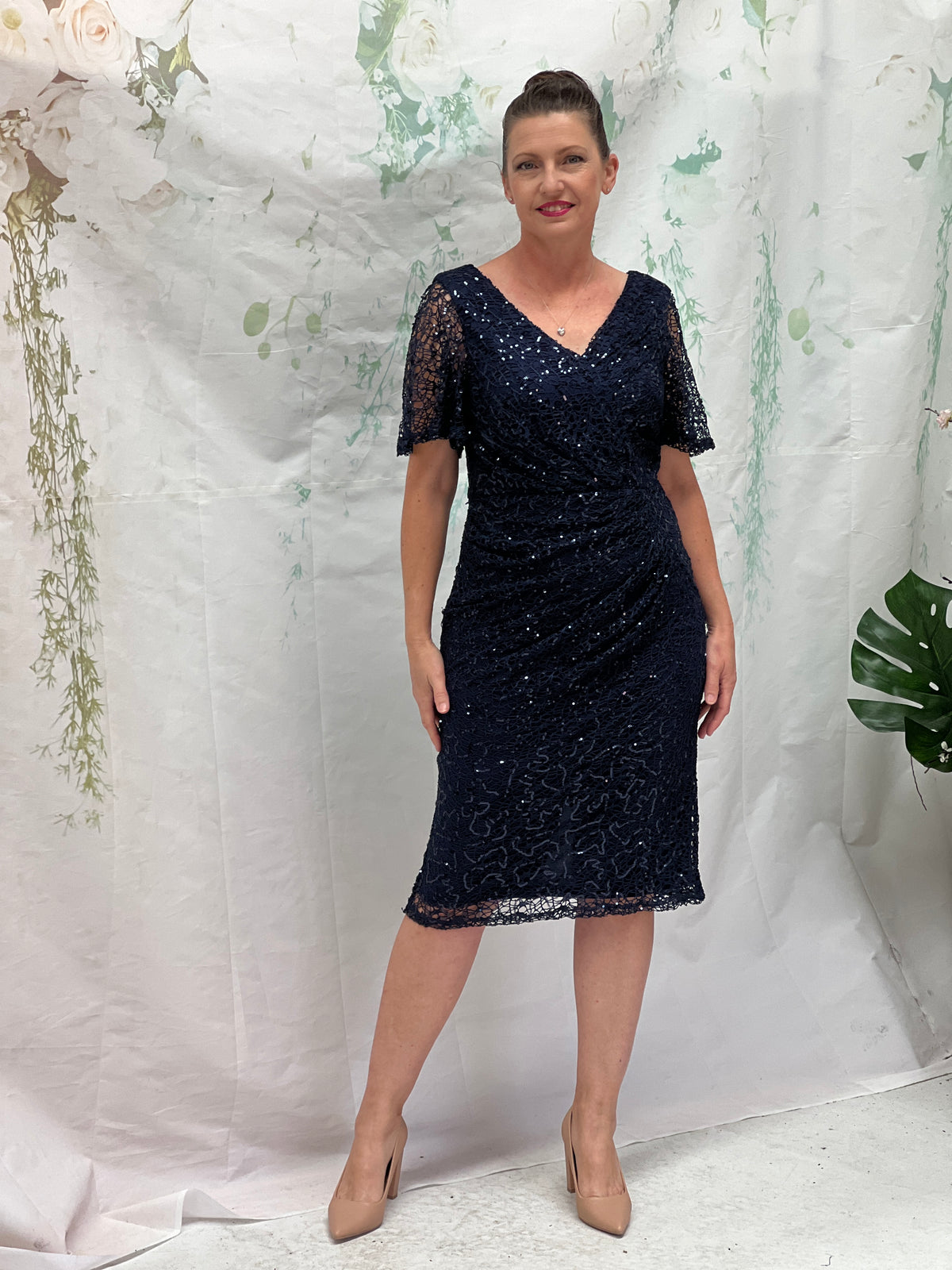 Apollo Navy Sequin Evening Dress