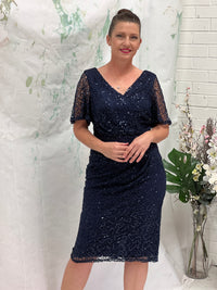 Apollo Navy Sequin Evening Dress