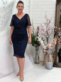 Apollo Navy Sequin Evening Dress