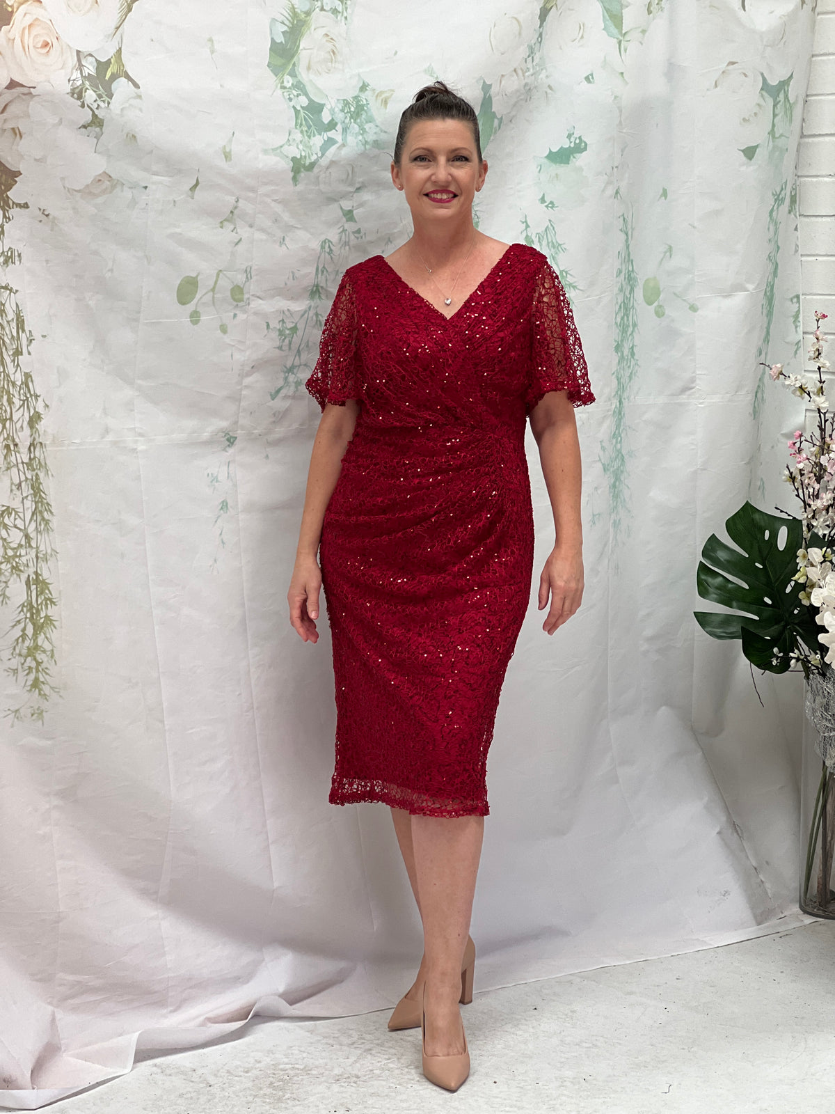 Apollo Red Sequin Evening Dress