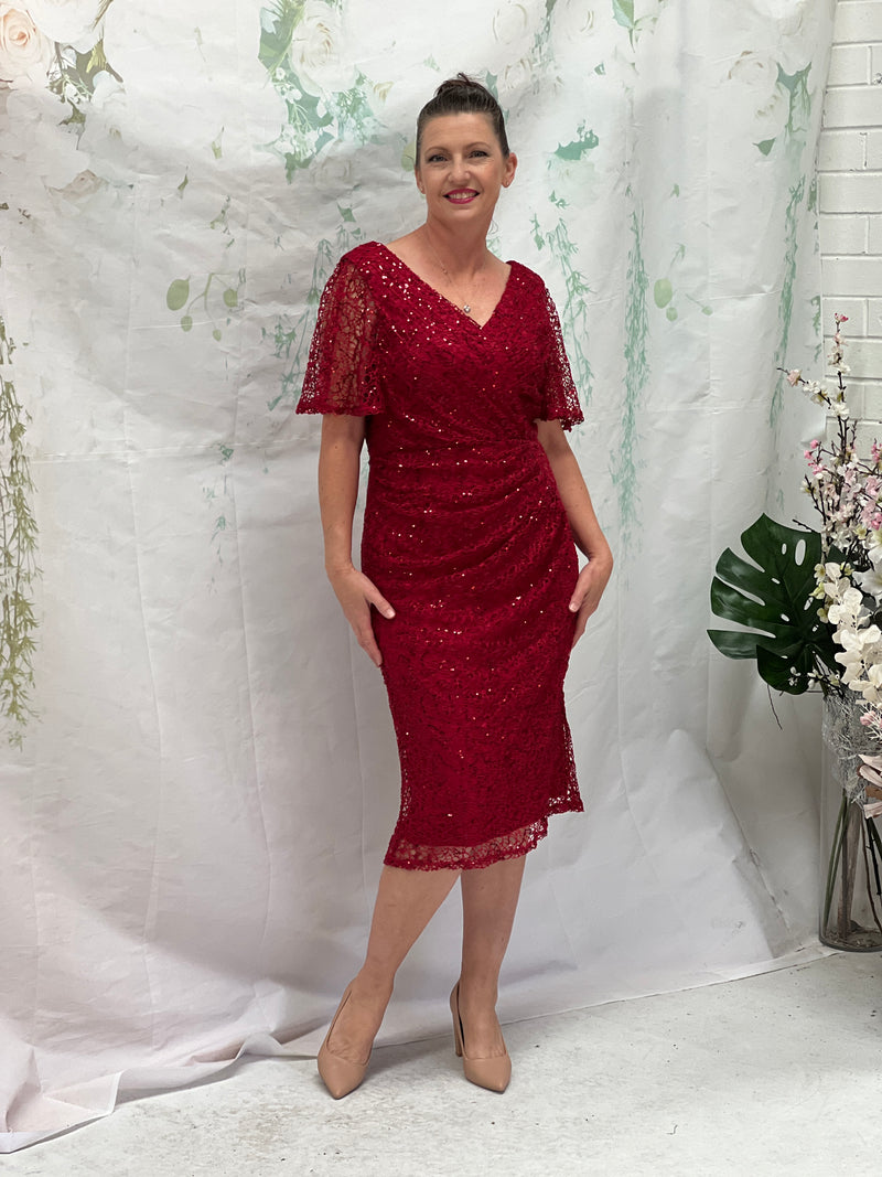 Apollo Red Sequin Evening Dress