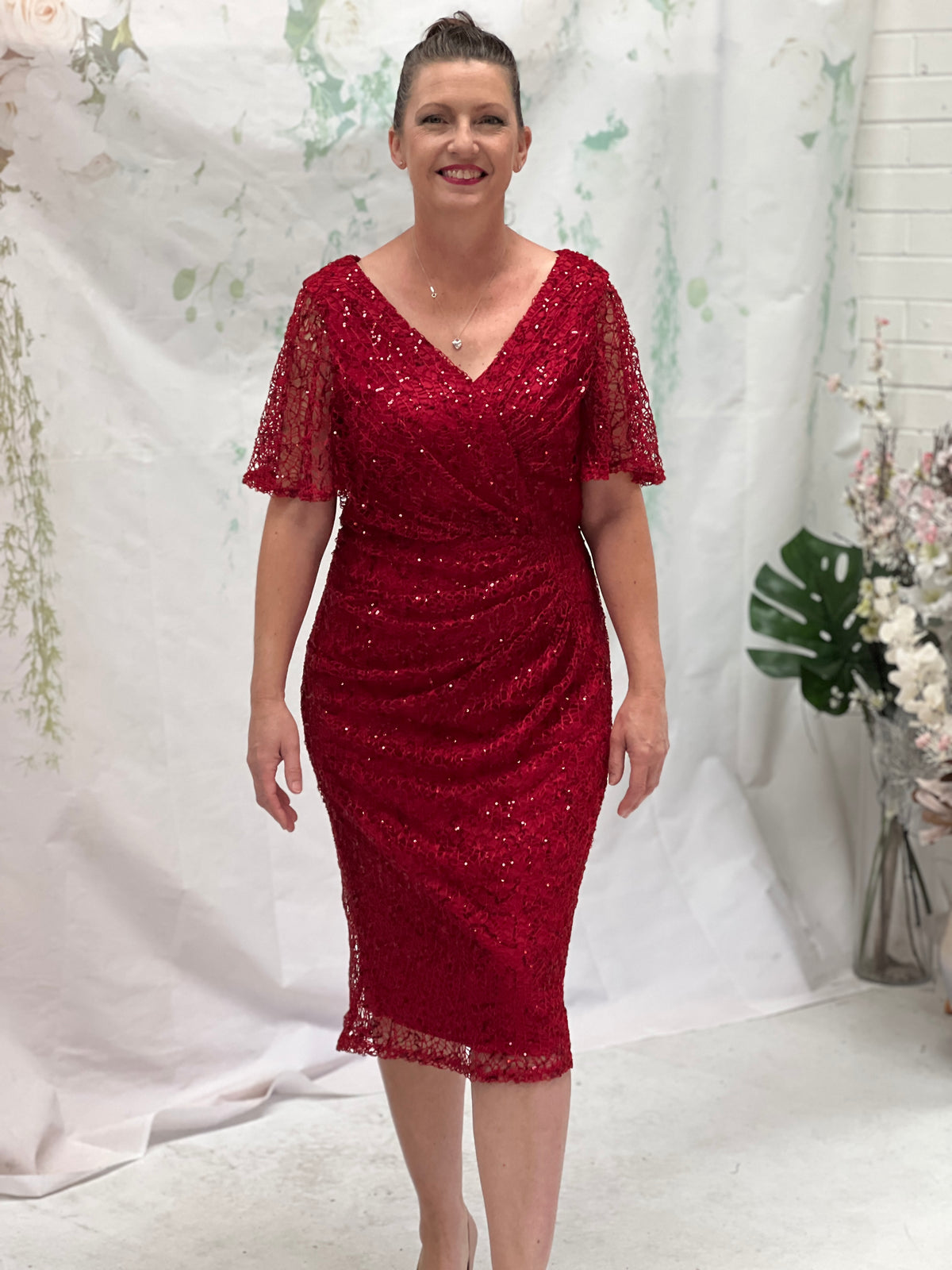 Apollo Red Sequin Evening Dress