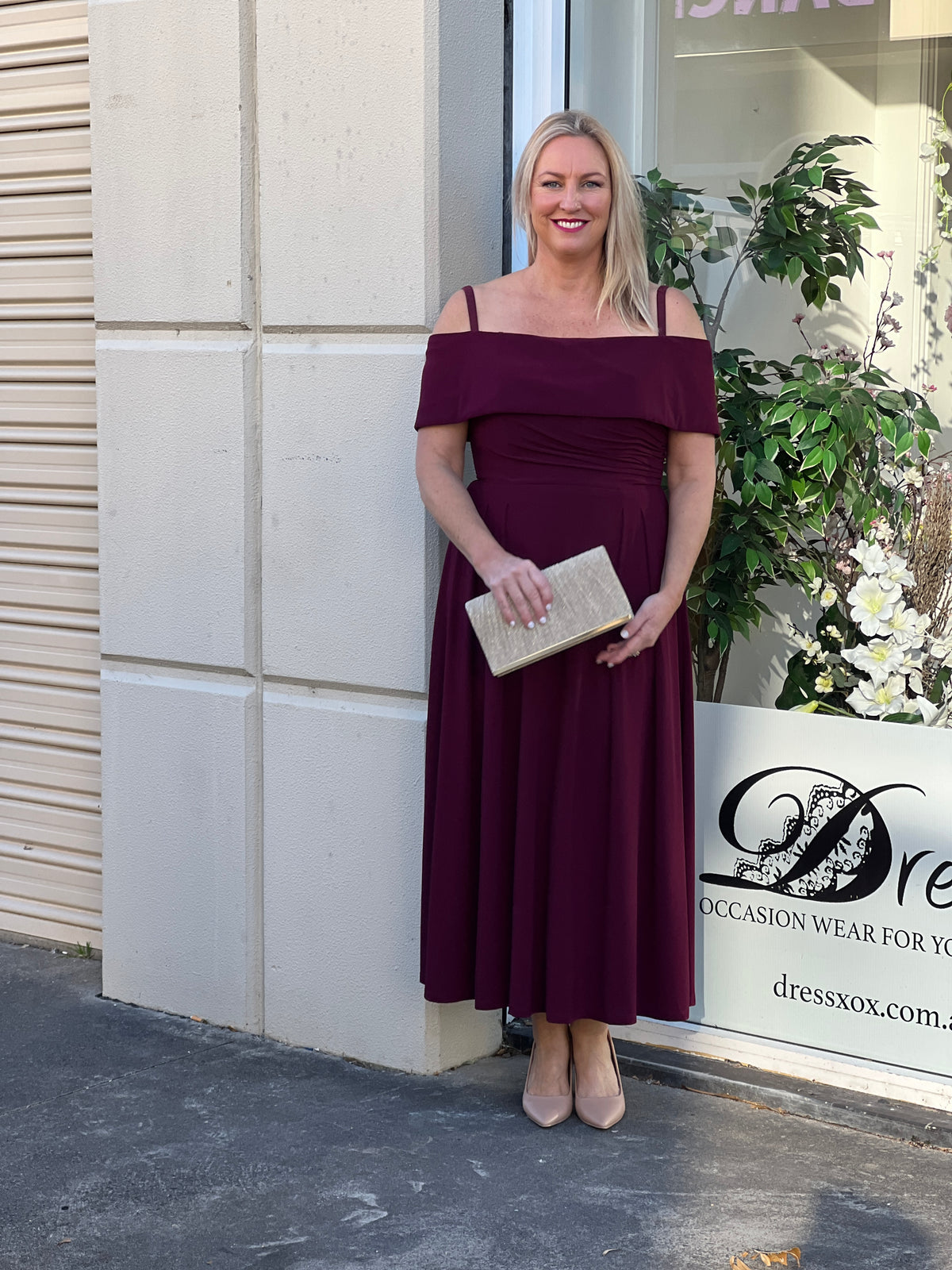 Athena Burgundy Evening Dress