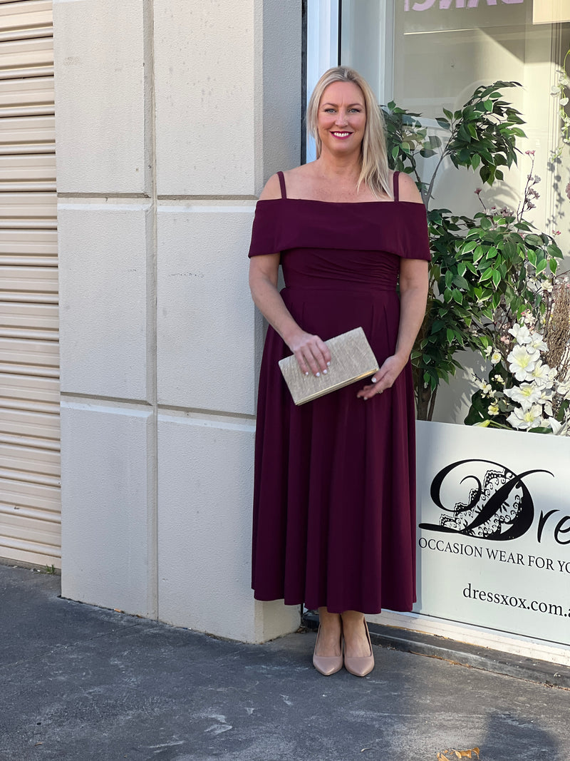 Athena Burgundy Evening Dress