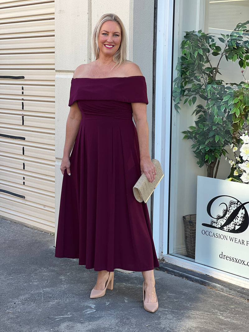 Athena Burgundy Evening Dress
