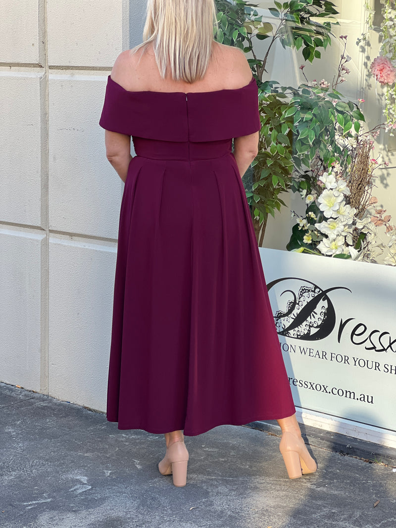 Athena Burgundy Evening Dress