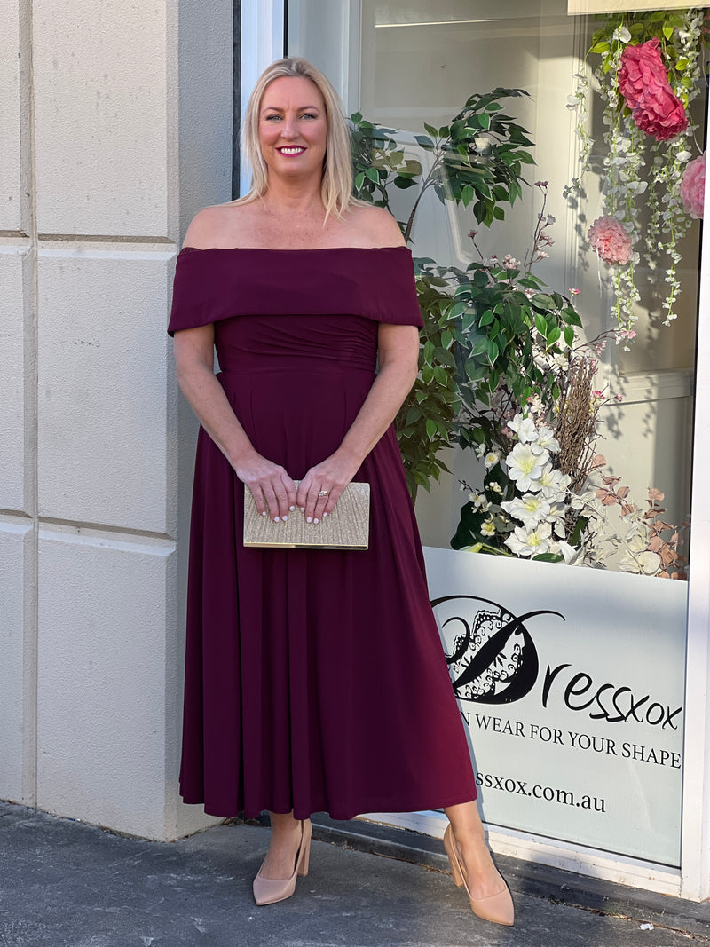 Athena Burgundy Evening Dress