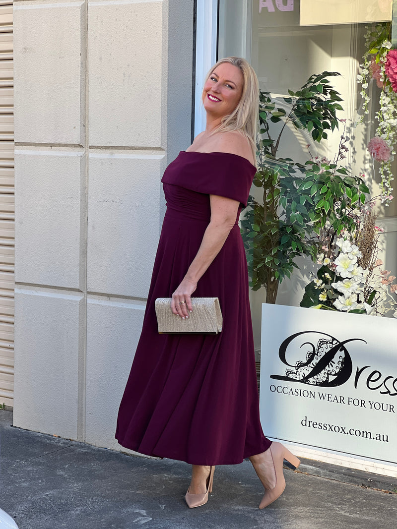 Athena Burgundy Evening Dress