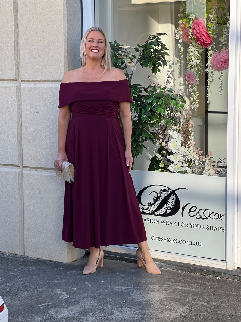 Athena Burgundy Evening Dress