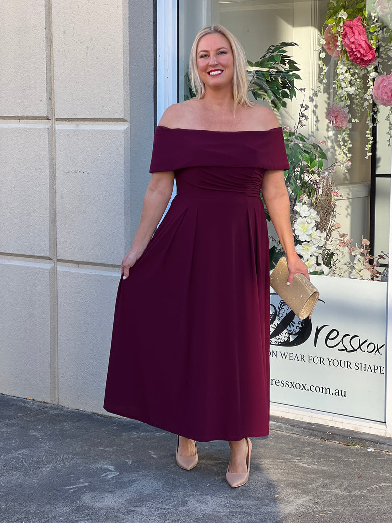 Athena Burgundy Evening Dress