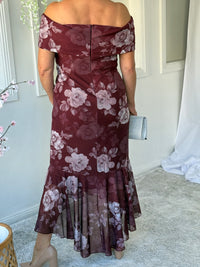 Audrey Burgundy Blossom Evening Gown