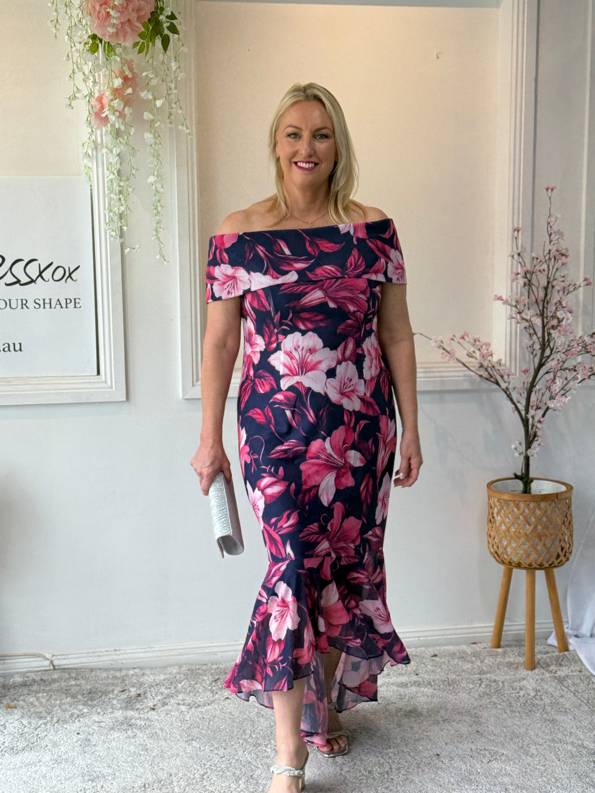 Audrey Hibiscus Evening Gown