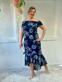 Audrey Navy Floral Evening Gown