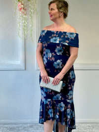 Audrey Navy Floral Evening Gown