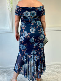 Audrey Navy Floral Evening Gown