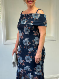 Audrey Navy Floral Evening Gown