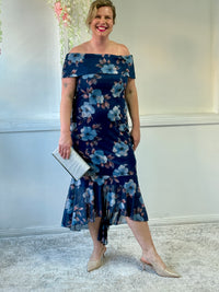 Audrey Navy Floral Evening Gown