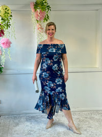 Audrey Navy Floral Evening Gown