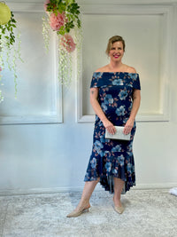 Audrey Navy Floral Evening Gown