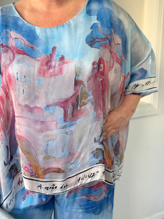 Amelia Sky Blue Silk Top