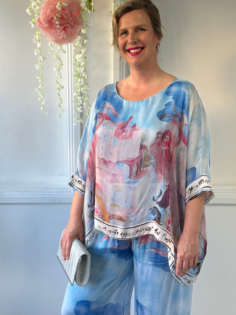 Amelia Sky Blue Silk Top