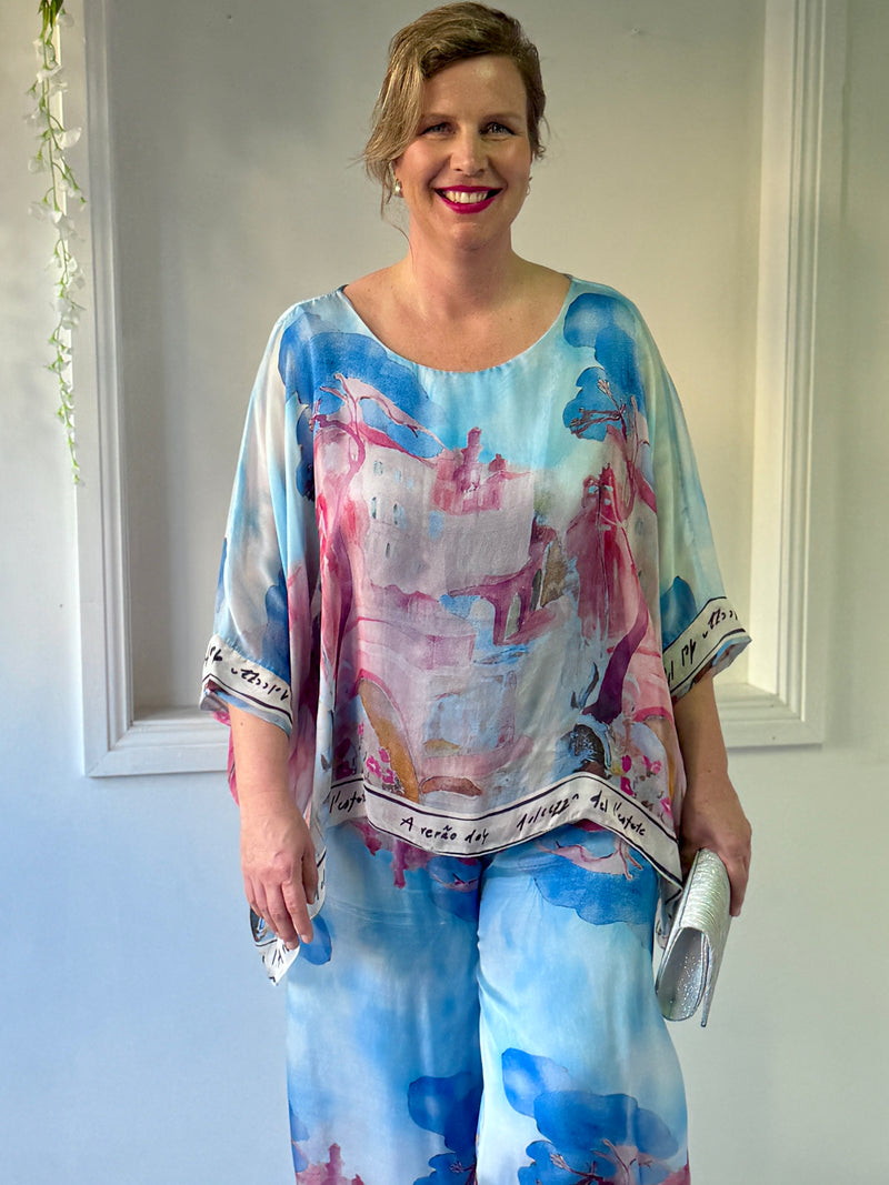 Amelia Sky Blue Silk Top