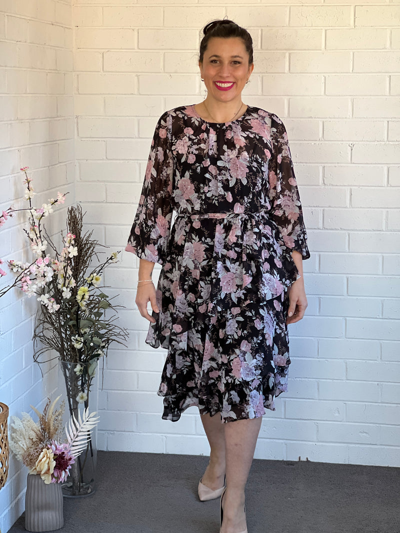 Axel Black Floral Party Dress