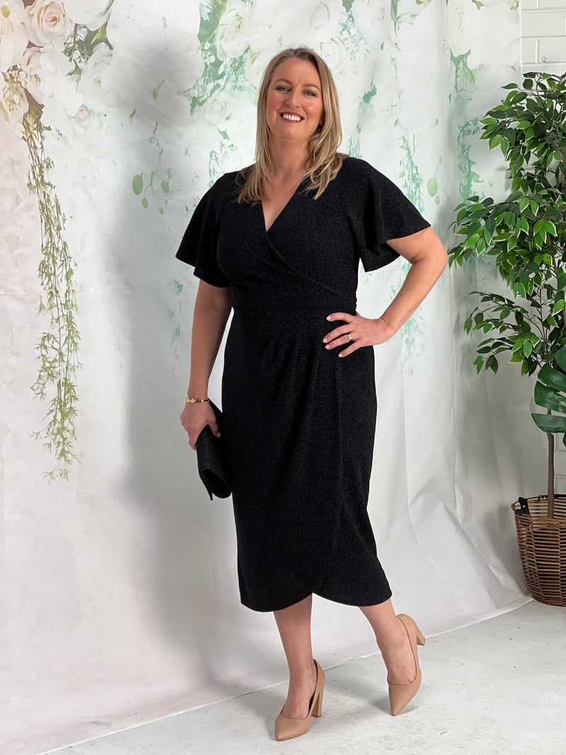 Barbara Black Glitter Wrap Dress Dressxox Barbara Black Glitter Wrap Dress Dressxox