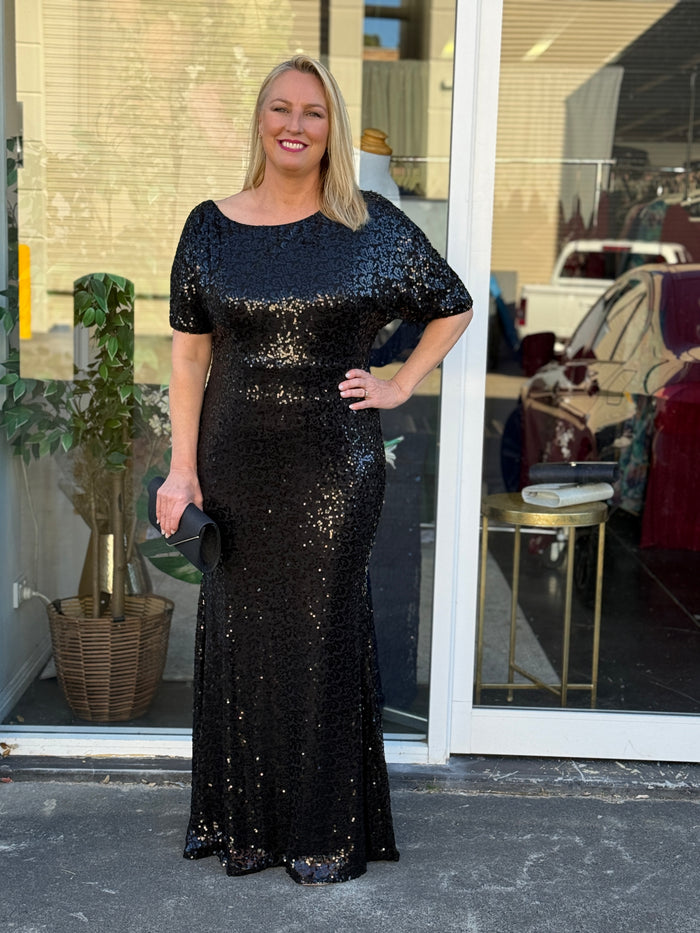 Bailey Black Sequin Gown