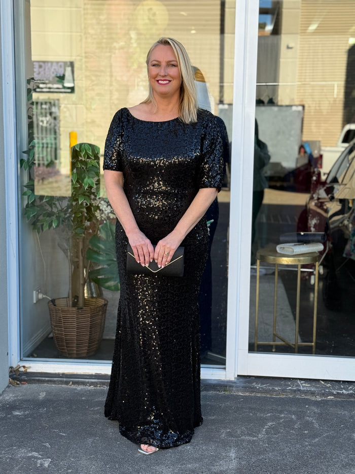 Bailey Black Sequin Gown