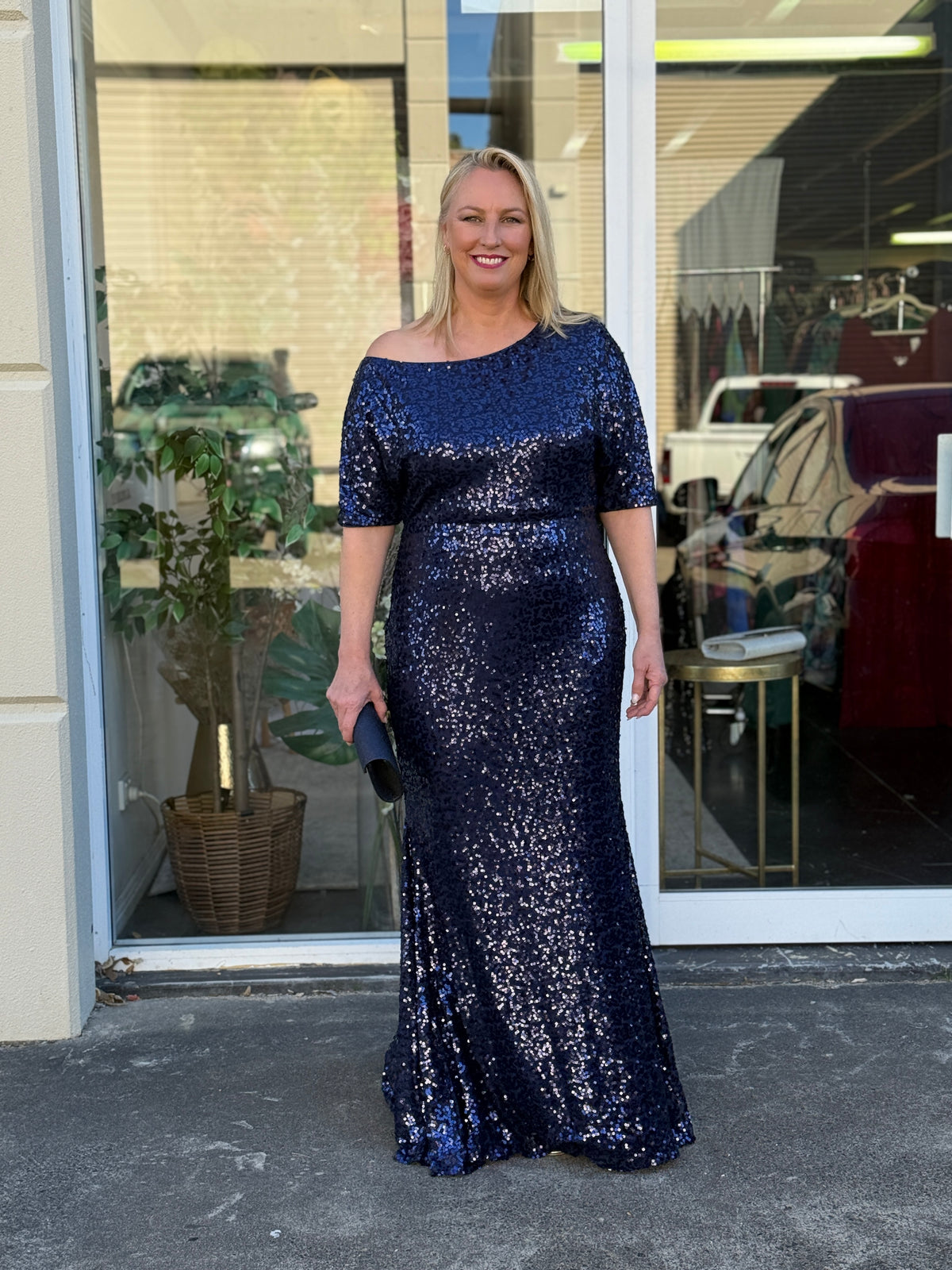 Bailey Navy Sequin Gown