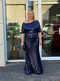 Bailey Navy Sequin Gown