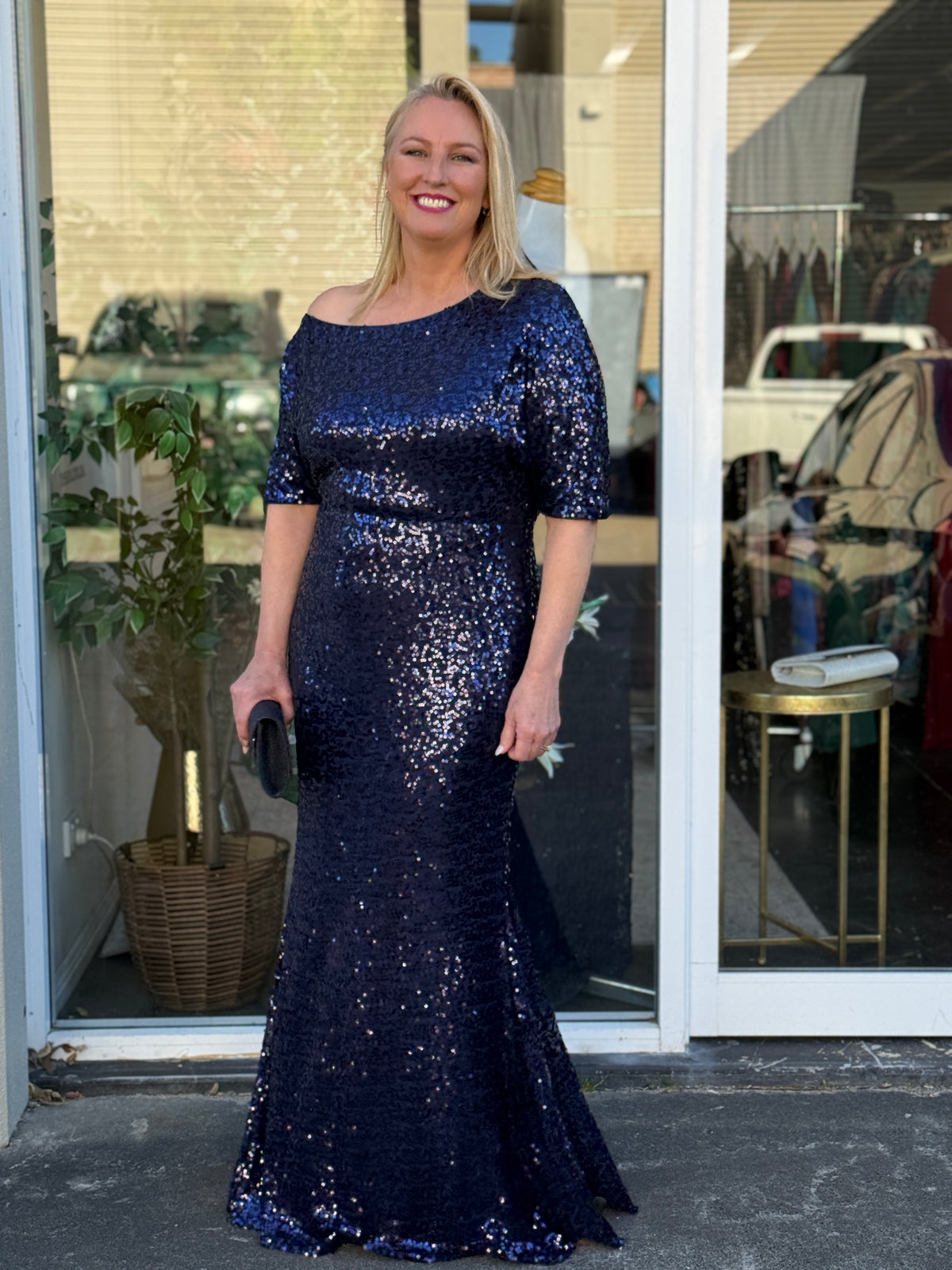 Bailey Navy Sequin Gown