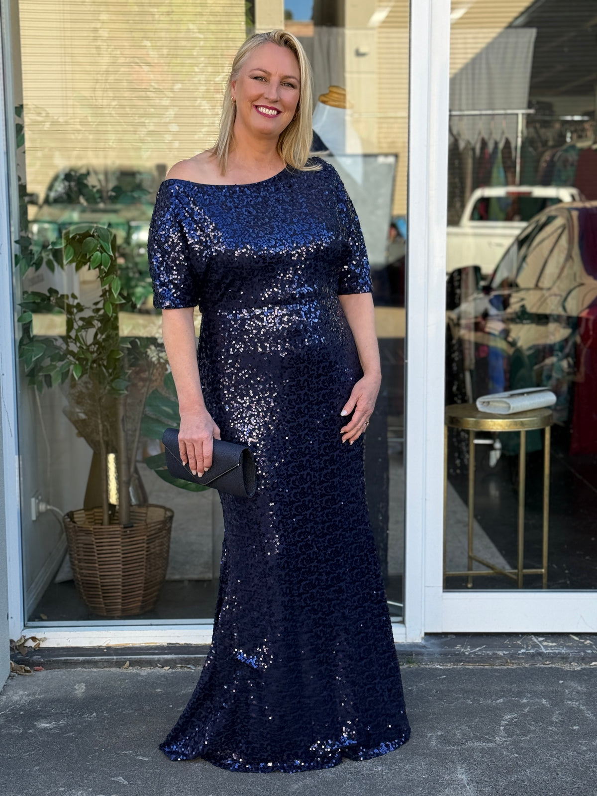Bailey Navy Sequin Gown