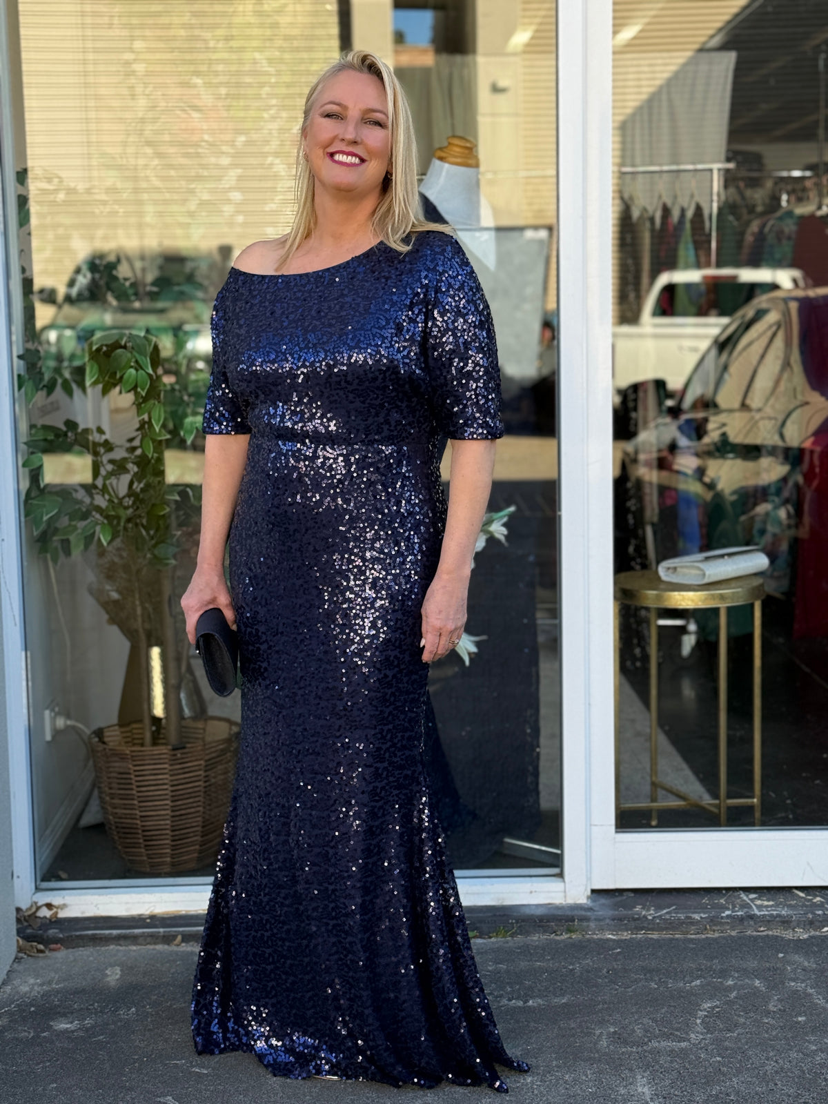 Bailey Navy Sequin Gown