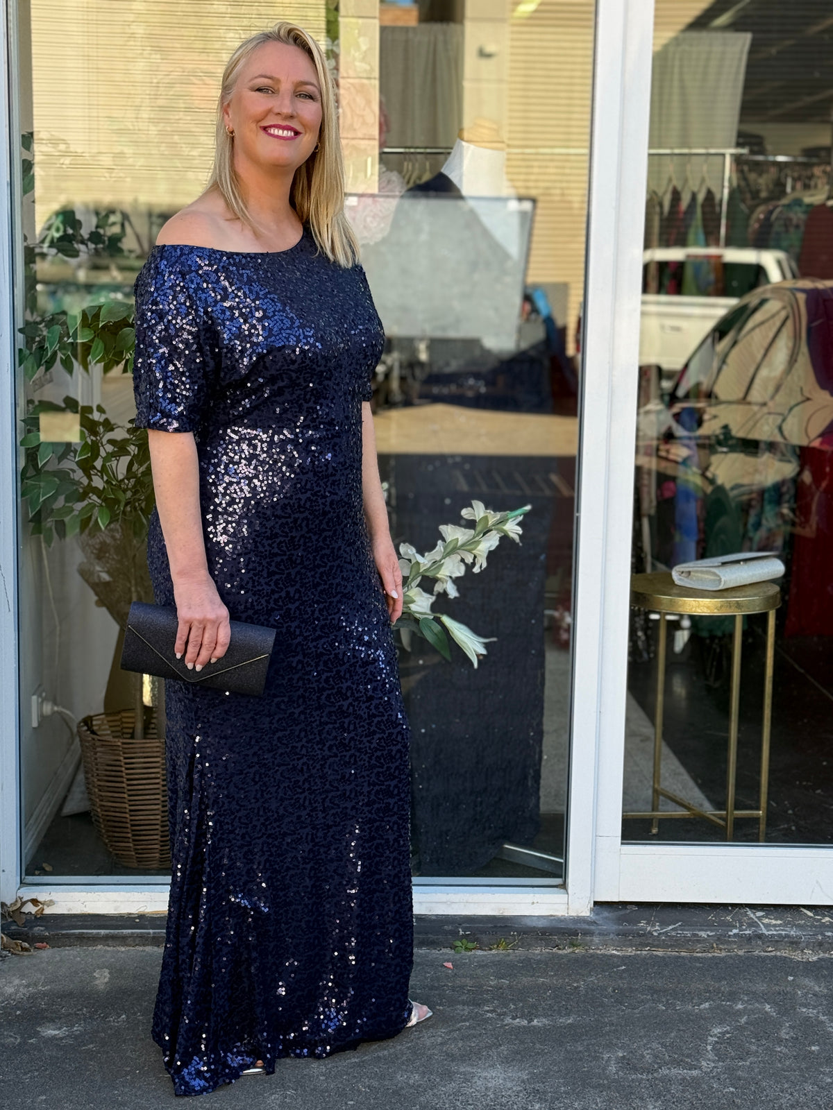 Bailey Navy Sequin Gown