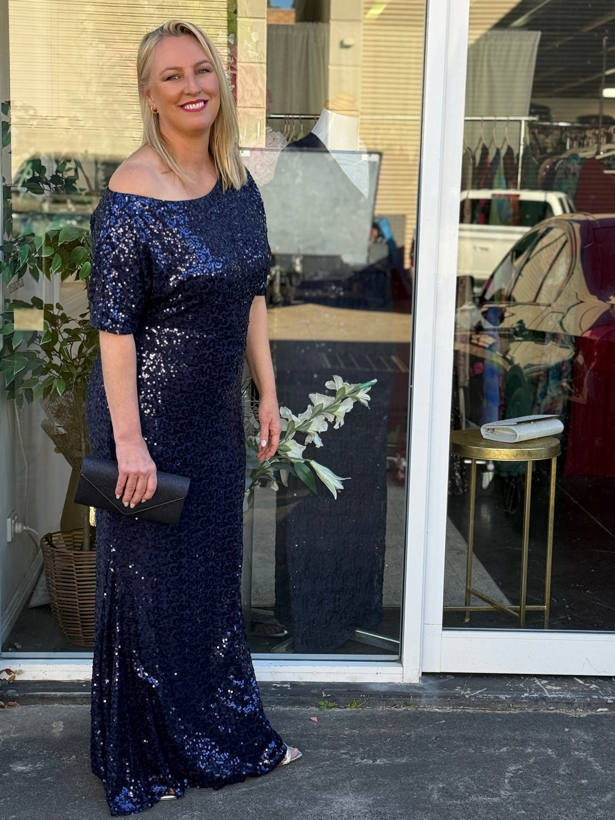 Bailey Navy Sequin Gown
