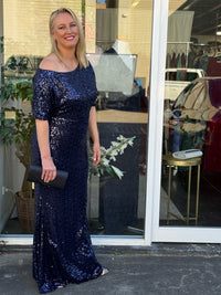 Bailey Navy Sequin Gown
