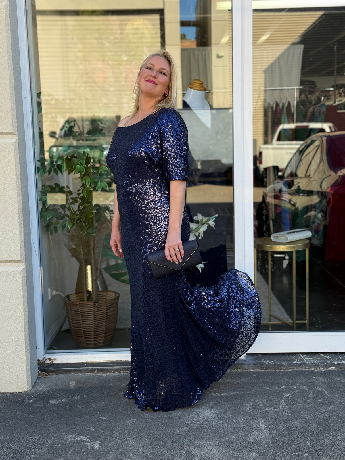 Bailey Navy Sequin Gown