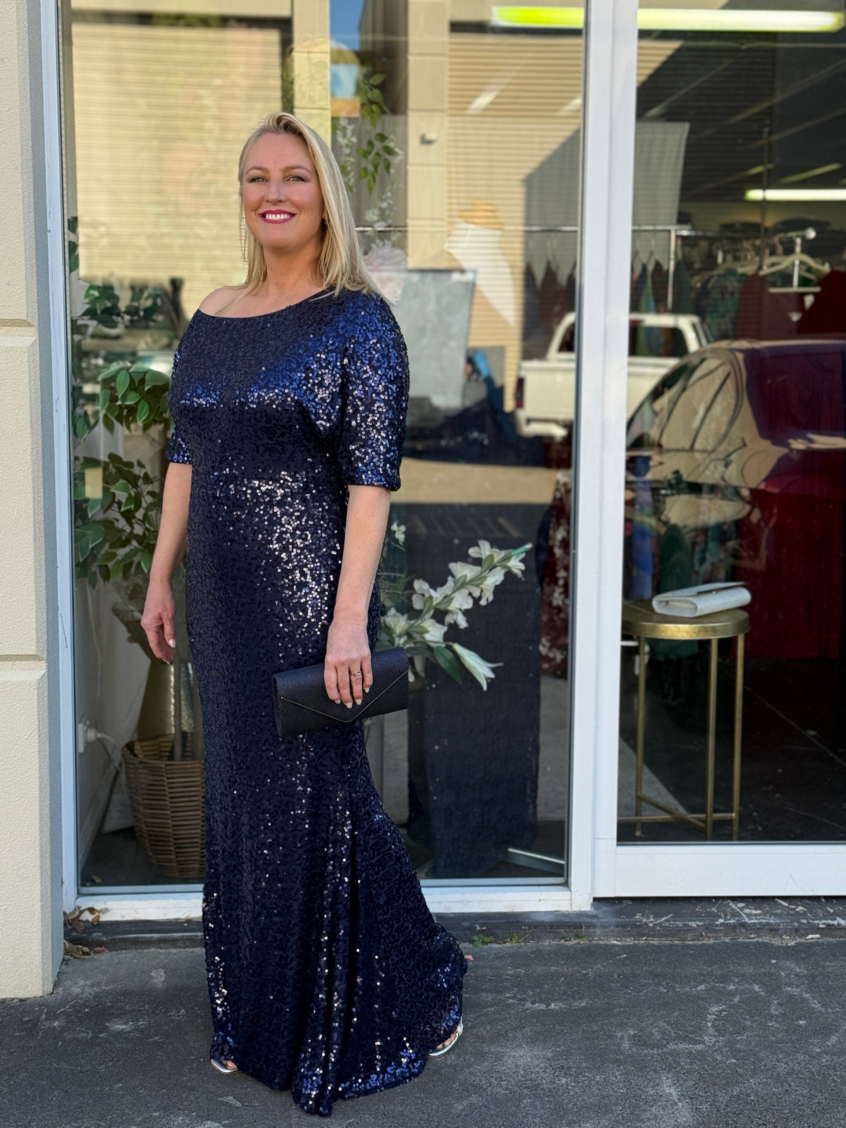 Bailey Navy Sequin Gown
