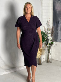 Barbara Purple Glitter Wrap Dress