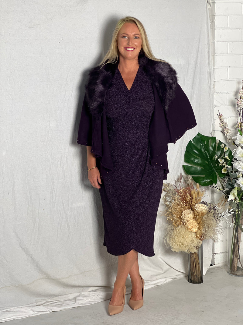 Barbara Purple Glitter Wrap Dress
