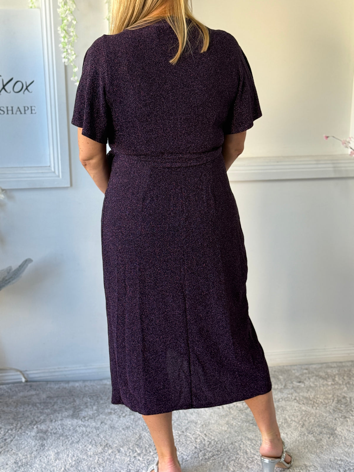 Barbara Purple Glitter Wrap Dress