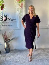 Barbara Purple Glitter Wrap Dress
