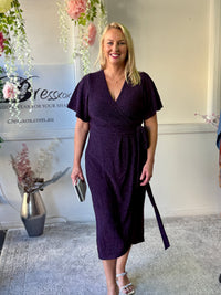 Barbara Purple Glitter Wrap Dress