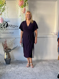 Barbara Purple Glitter Wrap Dress