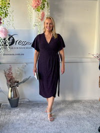 Barbara Purple Glitter Wrap Dress