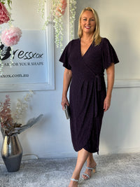 Barbara Purple Glitter Wrap Dress