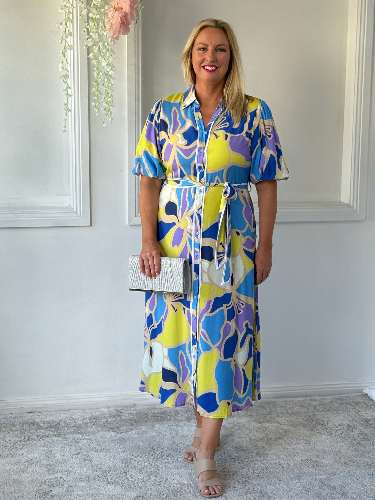 Becca Yellow Abstract Shirt Dress