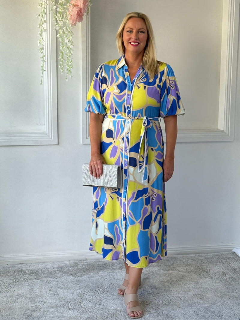 Becca Yellow Abstract Shirt Dress